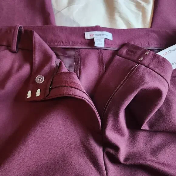 Liz‎ Claiborne NWT Emma maroon mid-rise slim leg ankle pants woman's size 24W - Picture 5 of 13